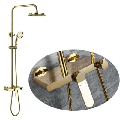 China New Modern Design Polished Gold Main Shower High Pressure Brass Shower Head Rainfall And Top Spray Rainfall for sale