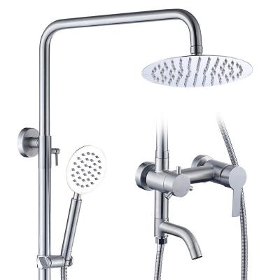 China With Sliding Bar 304 Stainless Steel Bathroom Shower Faucet Set 3 Function Adjustable Tub Shower Set for sale