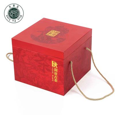 China Large Chinese Handmade Gold Foil Tea In Red Packing Crate Paper Package Box With Handle Printing And Packaging Tea Paper Boxes for sale