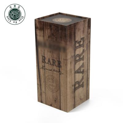 China Handmade Custom Design Packaging Book Shaped Paper Box For Wine Custom Wood Grain Printed Champagne Bottle Boxes for sale