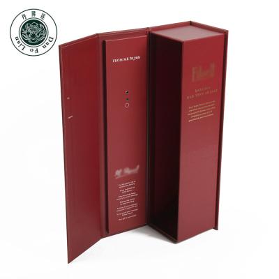 China Red Rectangle Magnet Liquor Gift Box Handmade Audio Playback Book Shaped Function Wine Packaging for sale