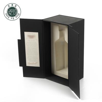 China Handmade Black Magnetic Closure Wine Crate Bottle Gift Box Custom Shaped Magnetic Closure Package Box for sale