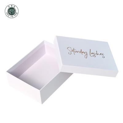 China Custom Handmade Empty Printed Paper Boxes Shoe Box With Rose Gold Logo Hot Stamping White Lid And Bottom Shoe Packing Box for sale