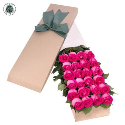 China Handmade Valentine's Day Cardboard Flower Gift Boxes For Roses Packaging Rectangle Mother's Day Bottom Lid Flower Paper Gift Box for sale