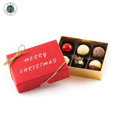 China Recyclable Chocolate Packaging Chocolate Gift Box With Insert Divider Red Christmas Gift Chocolate Candy Packaging Box for sale