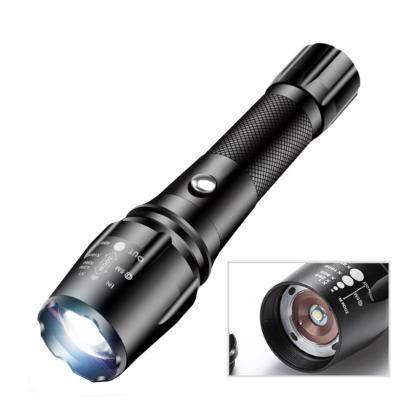 China Zoomable Lumen XML T6 LED Emergency Flashlights Super Bright Portable Outdoor Torch Light Tactical Flashlight with 5 Modes for sale