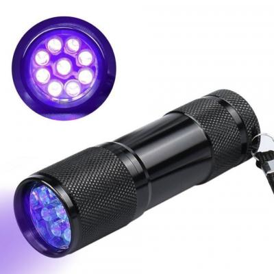 China 9led UV Flashlight Mini Pocket Flashlight Ultraviolet Invisible Torch Detection Marker Lamp 3a Practical Industrial Handheld Battery Detector for sale