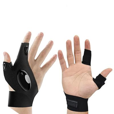 China Hot Selling Agriculture Amazon Gloves Low Price 4 LED Stretch Light Finger Light Glove For Car Repair for sale