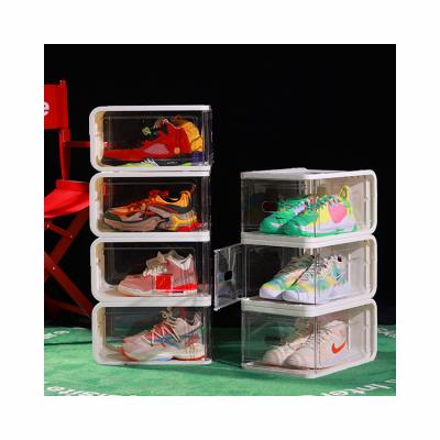 China White Clear Plastic Stackable Air Jordan Sneaker Shoe Display Storage Boxes Container Box Premium Viable Shoe Organizer Wholesales for sale