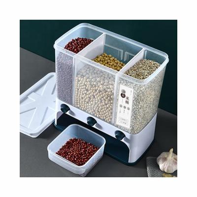 China Plastic Container Air Dry Storage Bin Bucket Rice Grain Dispenser Rice Cereal Kitchen Storage Tabletop Food Tight Food Container for sale