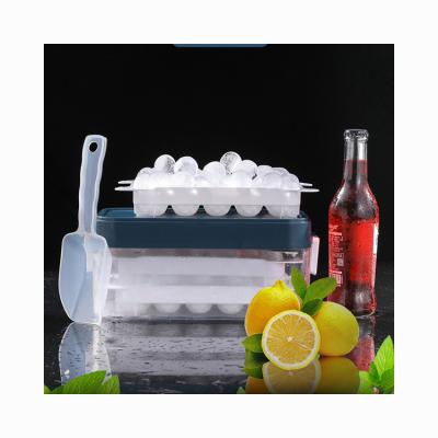 China Wholesale High Quality Reusable Plastic Ice Cube Stocked Refrigerator Freezer Silicone Tray Mold With Bin Box And Lid for sale