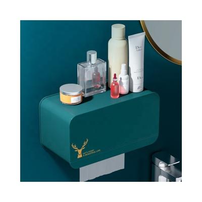 China Factory wholesale minimalist hotel tissue box bathroom facial tissue storage box multifunctional dark green plastic supplier for sale