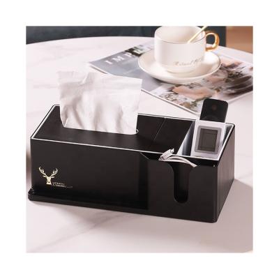 China Minimalist 2022 Wholesale Custom Design Black Plastic Square Modern Car Luxury Hotel Tissue Paper Box Organizer Suppliers for sale