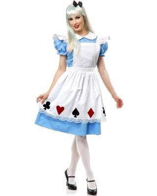 China Alice in Wonderland Costumes wholesale Pretty Card Alice in Wonderland Womens Fancy Dress for sale