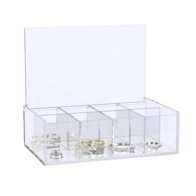 China New Design Modern Cosmetic Jewelry Necklace Organizer Square Clear Earing Plastic Jewelry Boxes With Lid for sale