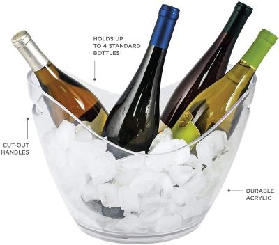 China Wholesale champagne beer wine stocked clear plastic acryilc ice bucket with handle for sale