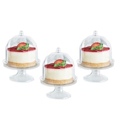 China New Arrival Macarons Round Transparent Party Mini Stocked Plastic Cake Stand With Lid for sale