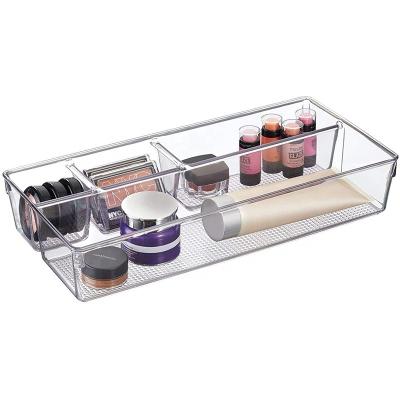 China Plastic 4 Section Sustainable Cosmetic Makeup Organizer Desktop Plastic Organizer For Vanity Cabinet for sale