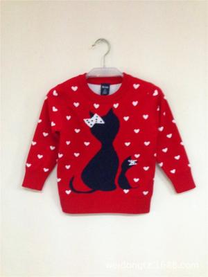 China Cotton Fabric Anti-Shrink Type Knitting Cat Pattern Children Pet Warm Casual Sweater for sale