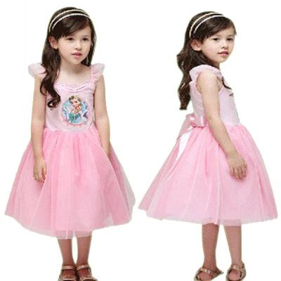 China 2015 Summer Wholesale Kids Viable Custom Made Princess Puffy Dress Girls Pink Dress for sale