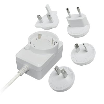 China Shenzhen Supplier 48W Power Adopter Wall Plug Power Adapter 12V 15V 24V 48V 1A 2A 2.5A 3A Interchangeable AC to DC Power Supply 86.8*50*33MM for sale