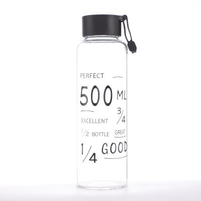 China WITH LID Private Label Glass Water Bottle Logo Glass Water Bottle Cartoon Eco-friendly Custom Glass Water Bottle for sale