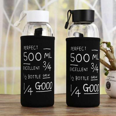 China WITH LID Personalized Logo 500ml Custom Glass Water Juice Bottle for sale