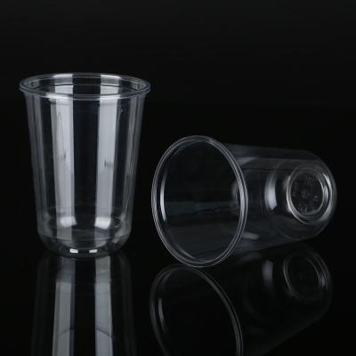 China PLA: - 30â „ ƒ - 50â „ ƒ PET: - 30″ „ ƒ - 70â „ ƒ 500ml PLA Compostable Disposable Cup PET Plastic Cold Drink Around Bottom U Shape Cup With Lid for sale