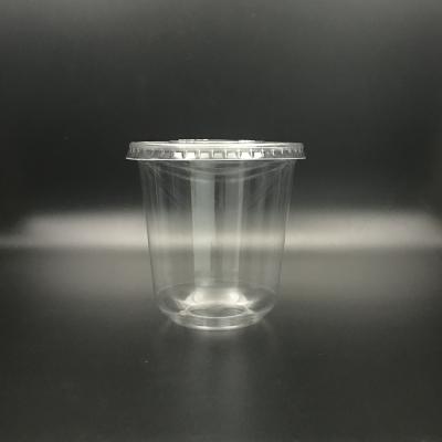 China PLA 360ml Single Wall Compostable Cup Disposable Clear Plastic PET Around Bottom U Shape Cup Yogurt Cup for sale