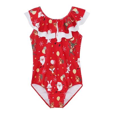 China Breathable Babies Swimwear Bikini Beach Dress Kids Santa Claus Swimwear Christmas Tree for sale