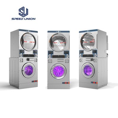 China Automatic Laundry Coin Operated Pile Washer Dryer 803*1130*2110mm for sale