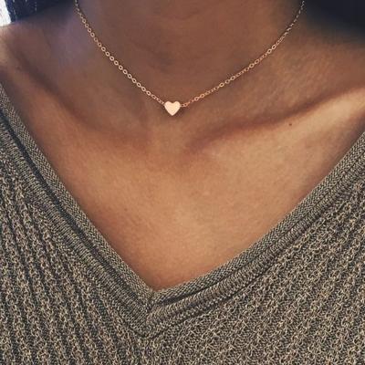 China Cute Heart Pendant Necklace For Women Fashion Cute Choker Gold Stainless Steel Necklace Couple Collares Gifts Jewelry Necklace for sale