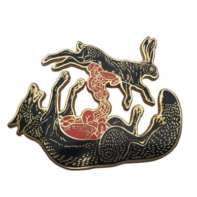 China Wholesale Customized Europe Manufacture Gold Plated Hard Enamel Cutout Pin for sale