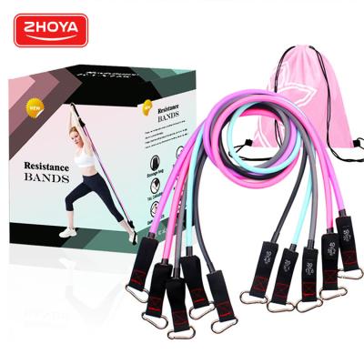 China High Quality Custom Latex 150lbs Resistance Band Home Exercise Elastic Set of 11 Piece Latex Fitness Exercise Resistance Bands for sale