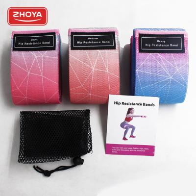 China Custom Logo High Elastic Exercise Fitness Bands Non Latex Resistance Loop Band Workout Slip Hip Band With Net Bag for sale