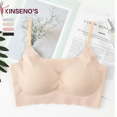 China Women's 4.0 QUICK DRY Soft Cutouts Soft Custom Bra Padded Lift Up One Piece Silk Seamless Bra Plus Size for sale