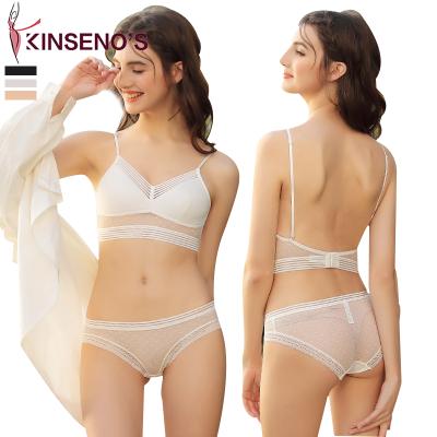 China Kinseno Breathable Stylish Custom Women's Adjustable Back Hollow Out Charming Beauty Bra Underwear Set for sale