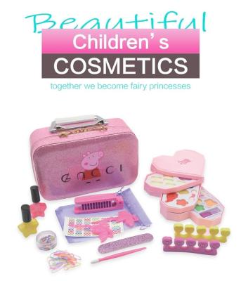 China Children's Cartoon Makeup Bag Makeup Toy Children's Nail Polish Non-toxic Children's Cosmetics Beauty Toy Safety Cosmetics for sale