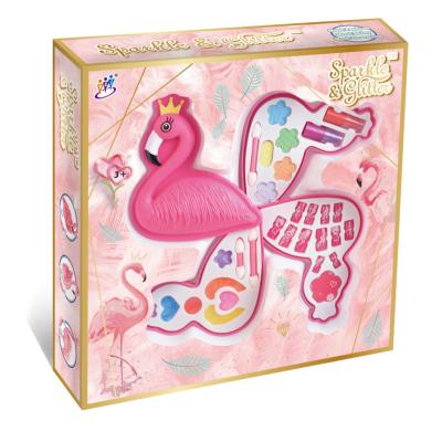 China Beauty Cosmetic Toy Children's Eyeshadow Flamingo Color Box Safety Non-Toxic Children's Makeup Toy for sale