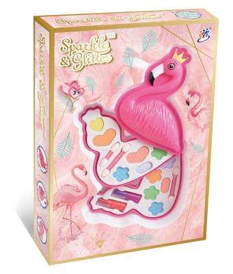 China Beauty Cosmetic Toy Children's Eyeshadow Flamingo Color Box Safety Non-Toxic Children's Makeup Toy for sale