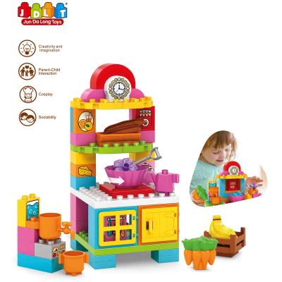 China Electronic Toy Children's Toy Building Blocks DIY Mini Building Blocks Dining Table Amusement Handle Box Set for sale