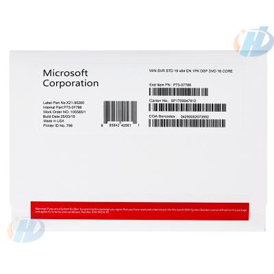 中国 Server Windows Server 2019 Standard OEM dvd full package win server std operating system dvd 2019 販売のため