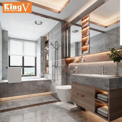 China Factory Durable Modern Hotel Straight Pendant Mirror Wash Basin Vanity Waterproof PVC Bathroom Cabinet for sale