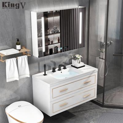 China Durable KINGV MDF porcelain import fashion melamine bathroom cabinet sink cabinet custom made bathroom cabinet custom for sale