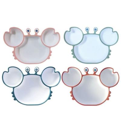 China Disposable Crab Baby Dish Silicone Suction Toddler Plates Divided Dishes For Toddler Kids Self Feeding Bpa Free Dishwasher Microwave Safe for sale