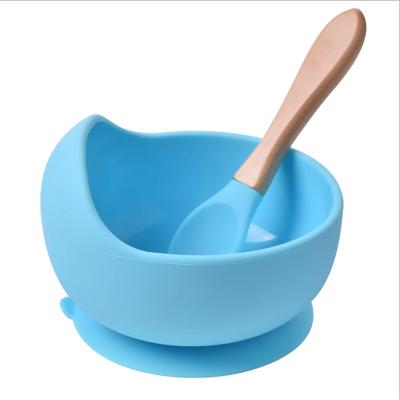 China Special Disposable Baby Bowl Children Learning to Eat Baby Set Feeding Silicone Rolls Non-Toxic Infant Toddler Spoon Dessert Training for sale