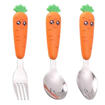 China Disposable Forks And Spoons Toddler Utensils Set Flatware Silverware 304 Stainless Steel Tableware Radish Scrape Mud Baby Eating Spoon Fork for sale