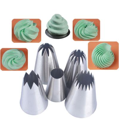 China Disposable 304 Stainless Steel Piping Icing Nozzles Russian Cake Decorating Supplies Baking Tool Flower Big Mouth 5pcs Set Bakeware for sale