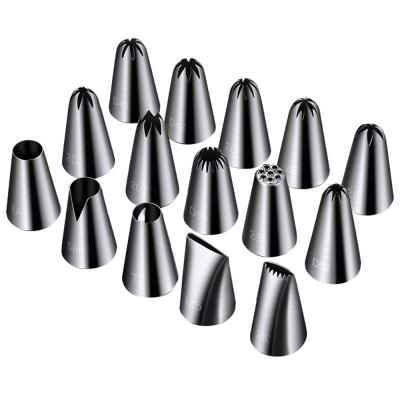 China 304 Stainless Steel Large Spout Metal Cake Decorating Cream Disposable Piping Icing Tips Set Pastry Tools Cupcake Head Dessert Decorators for sale