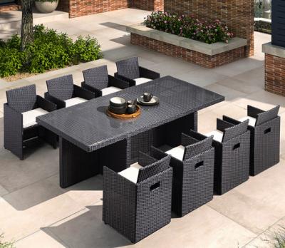 China Modern Outdoor Outdoor Restaurant Furniture Pool Furniture Rattan Wicker Dining Table Set for sale